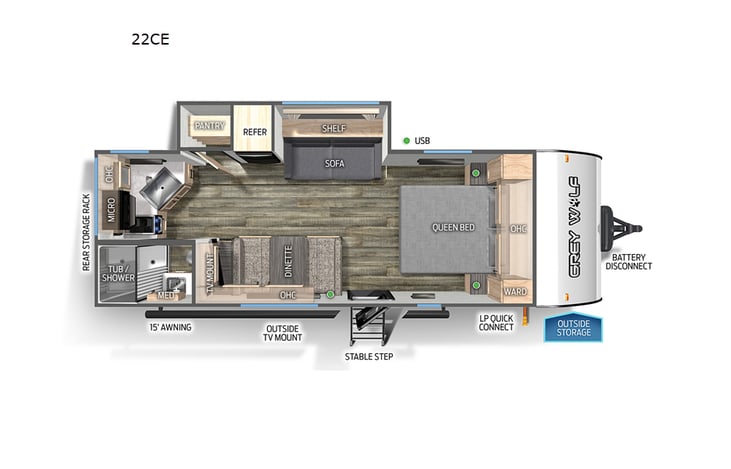 Representative floor plan provided by a trusted RVshare partner.