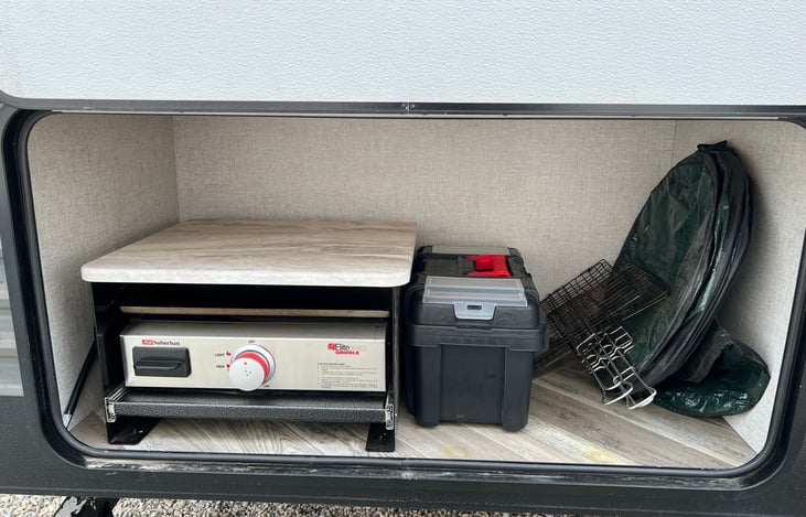 Outdoor access with griddle and supplies