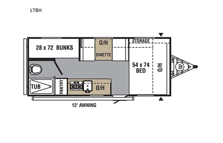 Representative floor plan provided by a trusted RVshare partner.