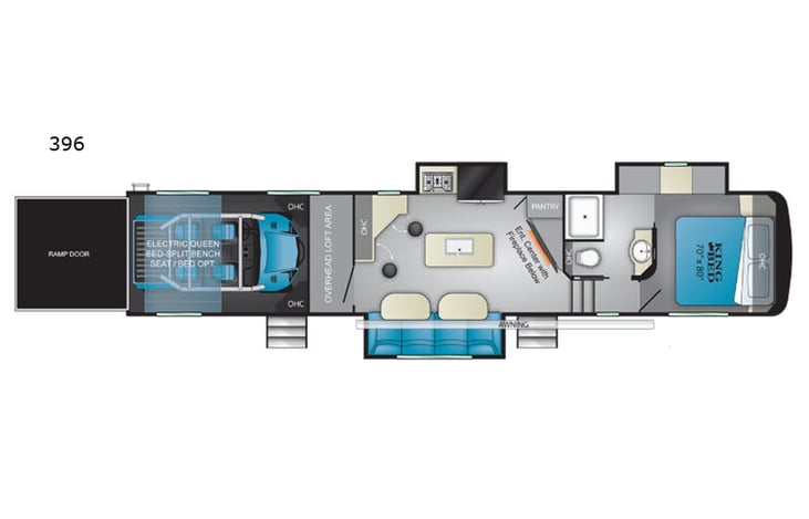 Representative floor plan provided by a trusted RVshare partner.