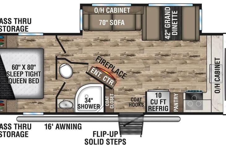 Floorplan. Note: the dinette was replaced with a kitchen table and chairs.