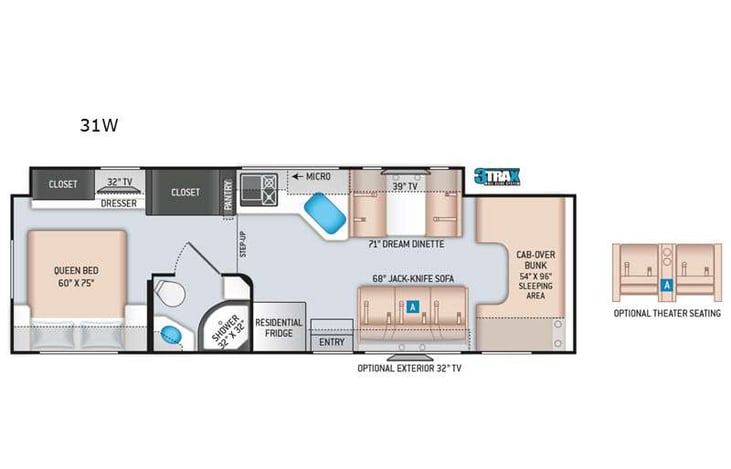 Representative floor plan provided by a trusted RVshare partner.