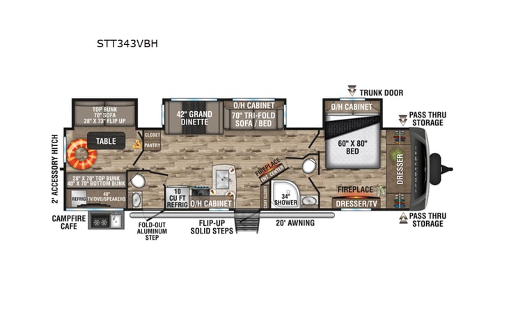 Representative floor plan provided by a trusted RVshare partner.