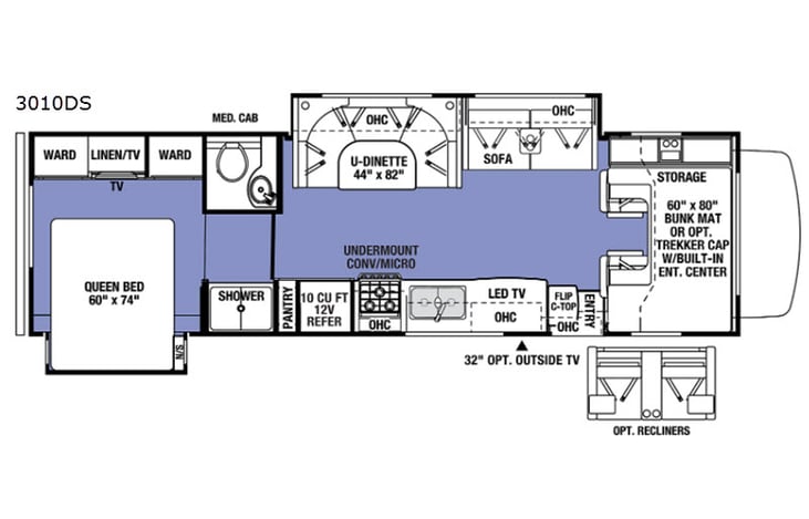 Representative floor plan provided by a trusted RVshare partner.