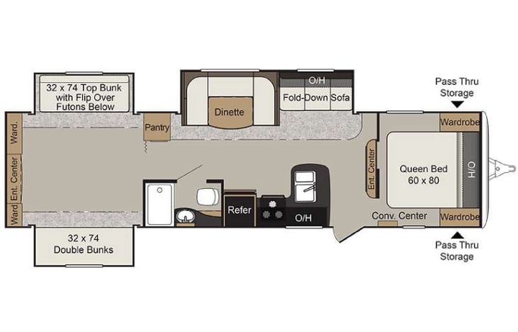 Representative floor plan provided by a trusted RVshare partner.