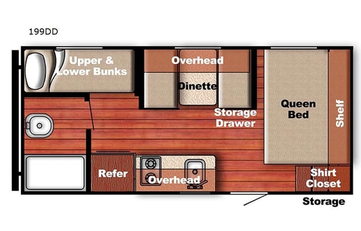 Representative floor plan provided by a trusted RVshare partner.