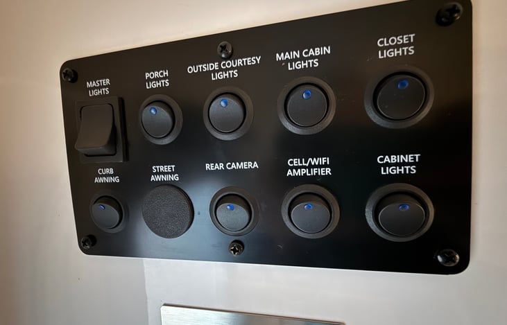 Cabin Controls. Lighting, Awning, Rear Camera, etc.