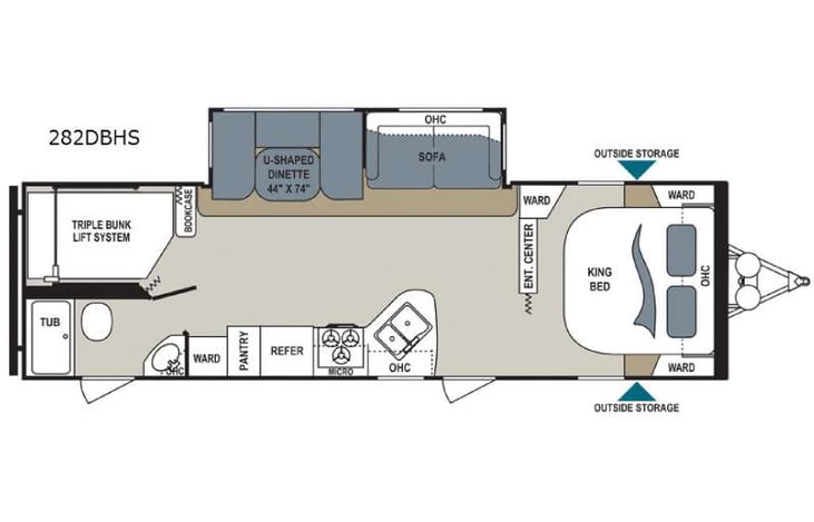 Representative floor plan provided by a trusted RVshare partner.