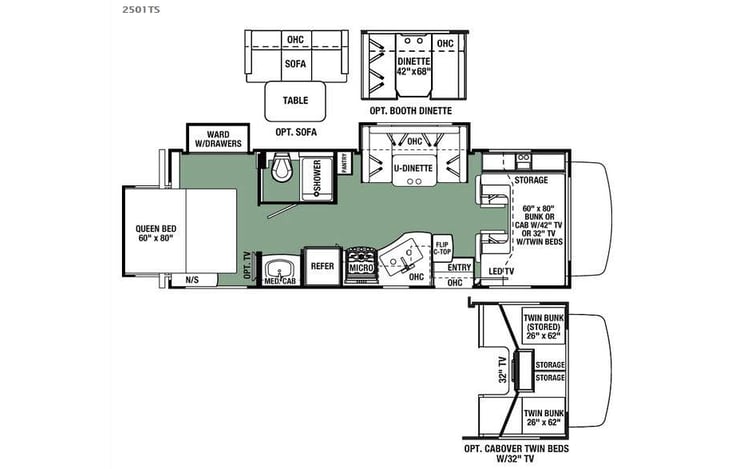 Representative floor plan provided by a trusted RVshare partner.