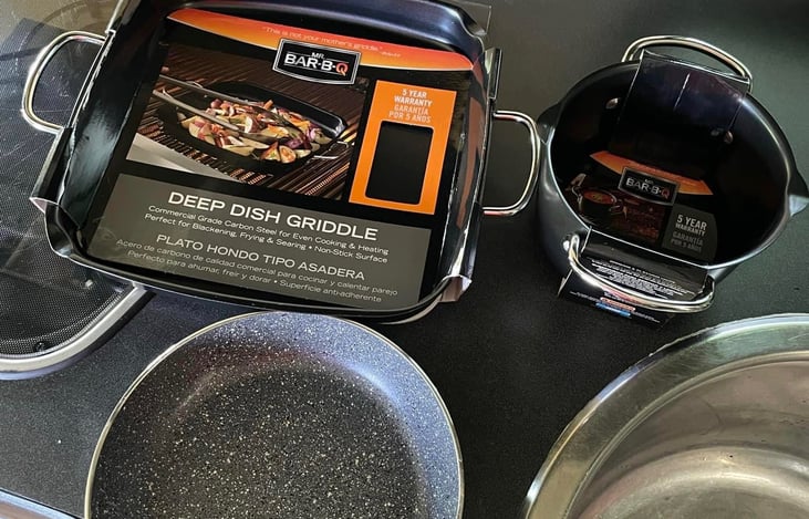 There is an assortment of pots and pans to help you cook the perfect camping meal.