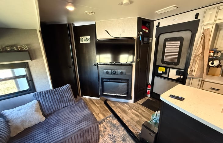 Spacious living area soft couch