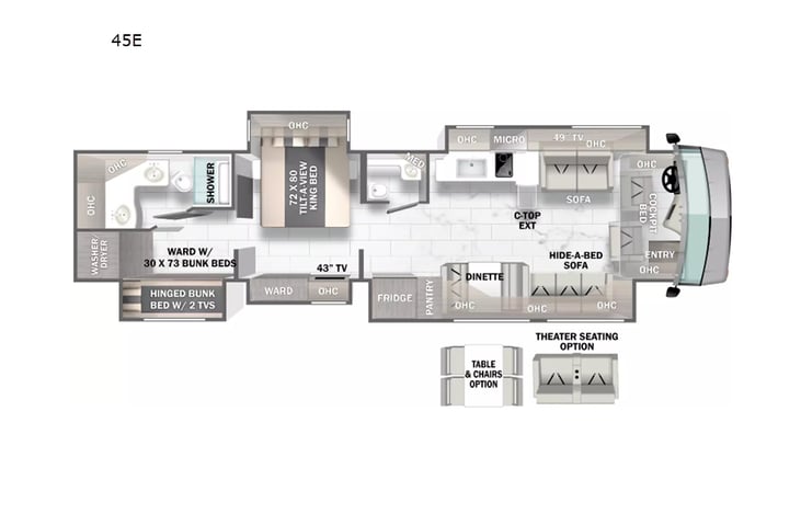 Representative floor plan provided by a trusted RVshare partner.