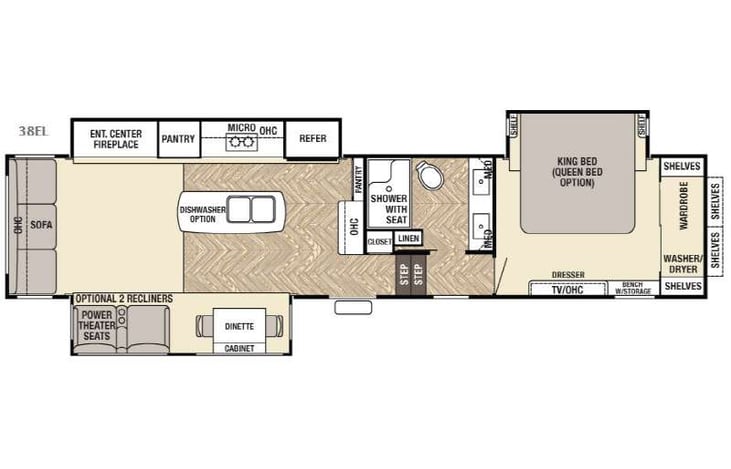 Representative floor plan provided by a trusted RVshare partner.