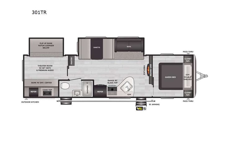 Representative floor plan provided by a trusted RVshare partner.