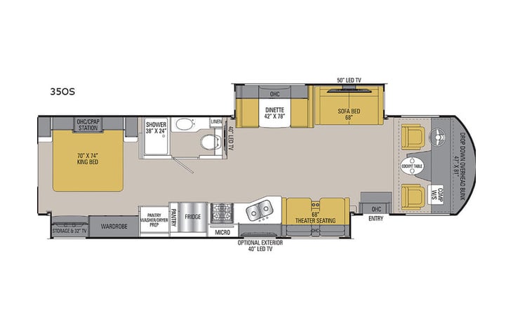 Representative floor plan provided by a trusted RVshare partner.