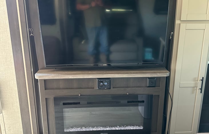 TV and electric fireplace