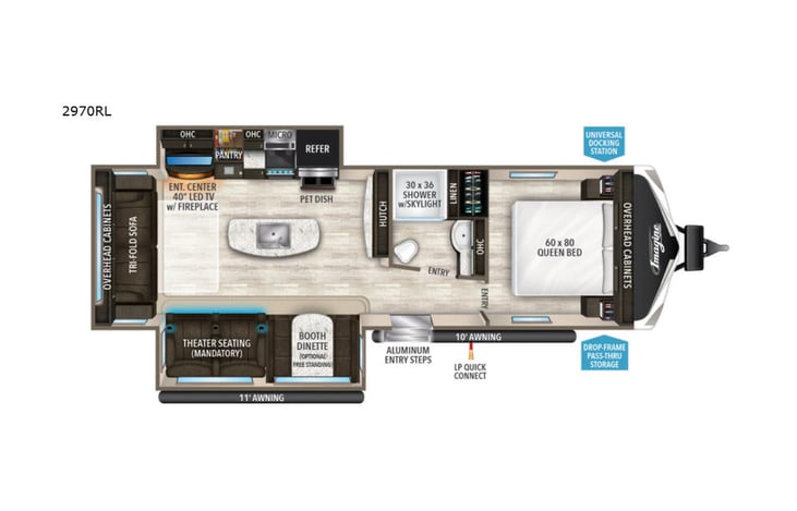 Representative floor plan provided by a trusted RVshare partner.