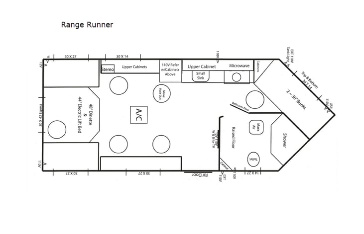 Representative floor plan provided by a trusted RVshare partner.