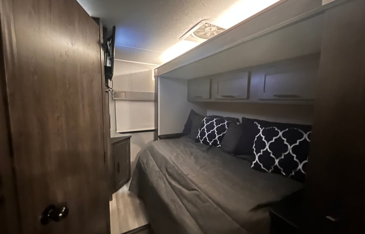 Back bedroom doubles as a seating area when driving