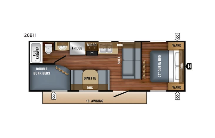 Representative floor plan provided by a trusted RVshare partner.