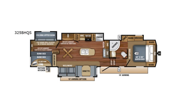 Representative floor plan provided by a trusted RVshare partner.