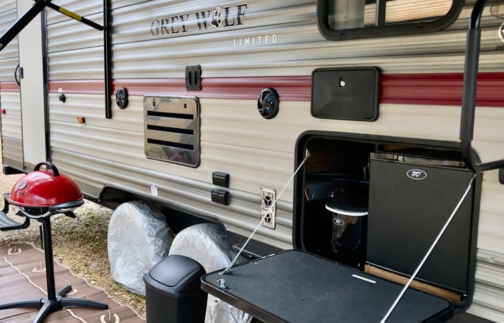 Outdoor refrigerator and icemaker