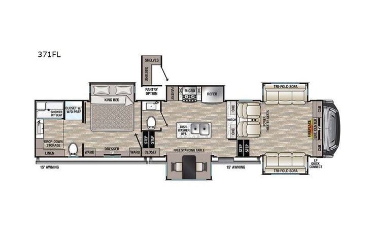Representative floor plan provided by a trusted RVshare partner.