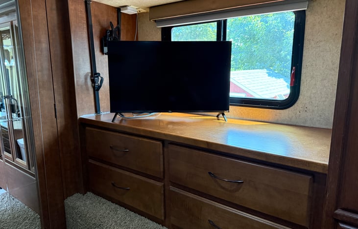 Smart tv in bedroom, DVD player.