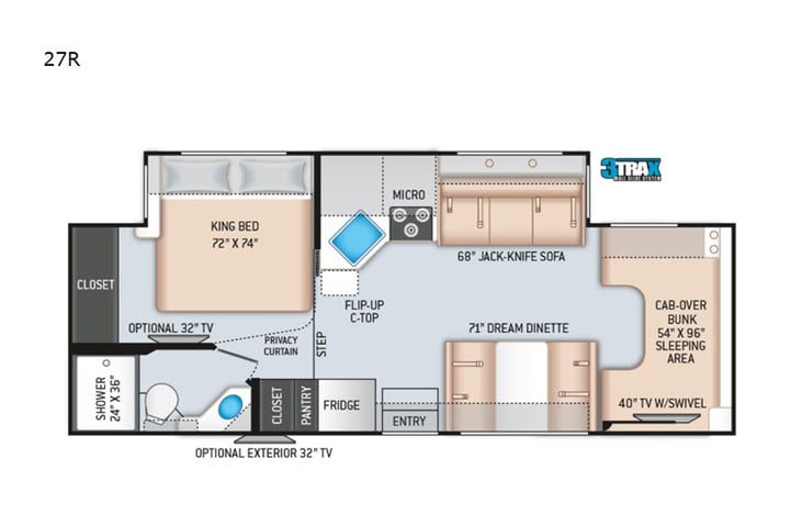 Representative floor plan provided by a trusted RVshare partner.