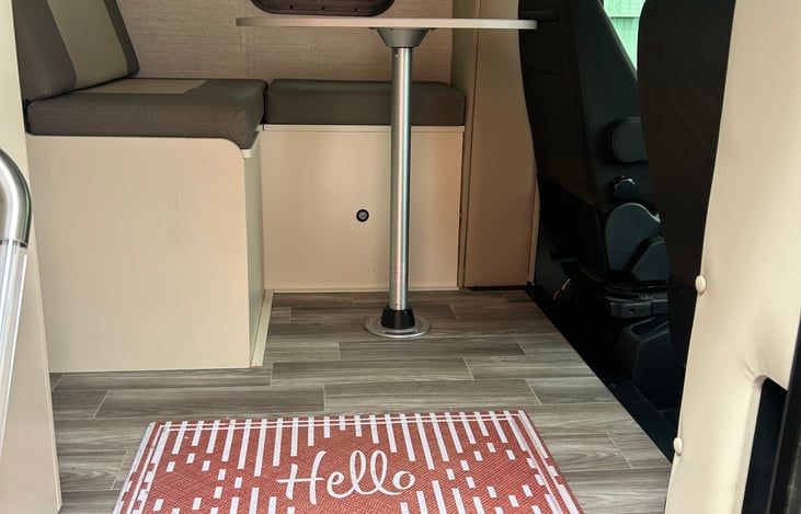 Kitchenette seating area.  Watch the large flat-screen TV during travel days.