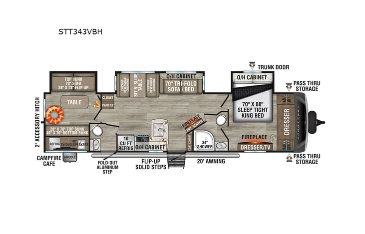 Representative floor plan provided by a trusted RVshare partner.