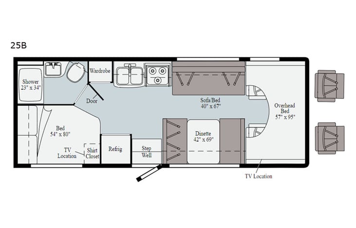 Representative floor plan provided by a trusted RVshare partner.