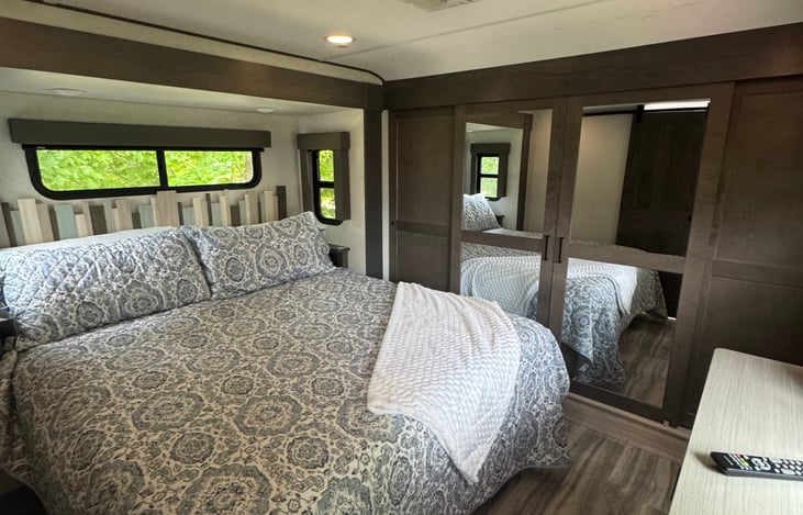 Bedroom with king bed.