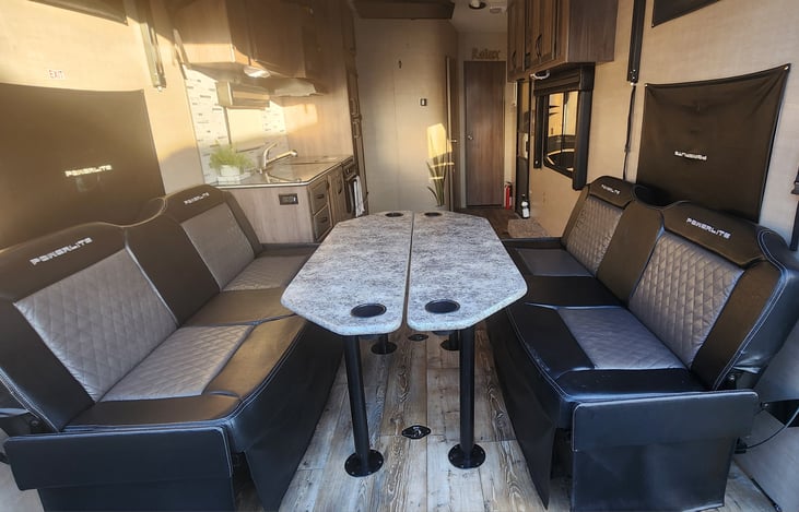 Benches fold down into twin size beds and can be folded up to drive in toys.