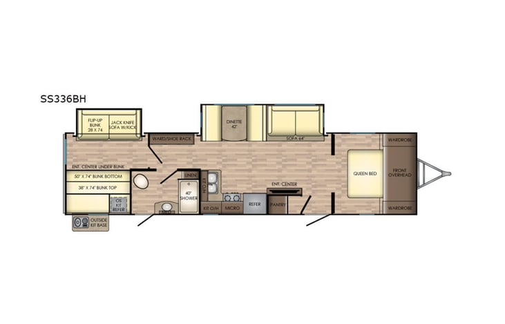 Representative floor plan provided by a trusted RVshare partner.