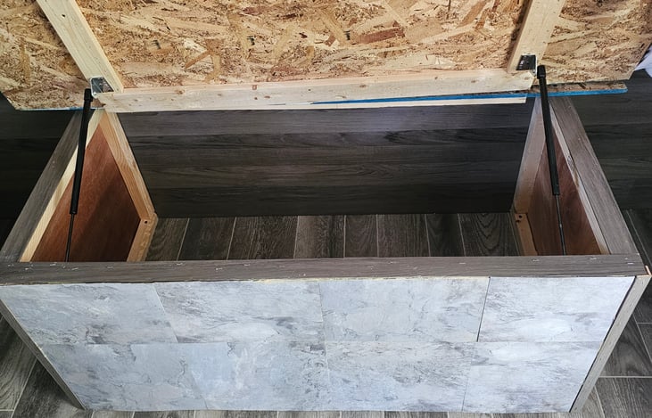 Closer look at the storage space under the bed