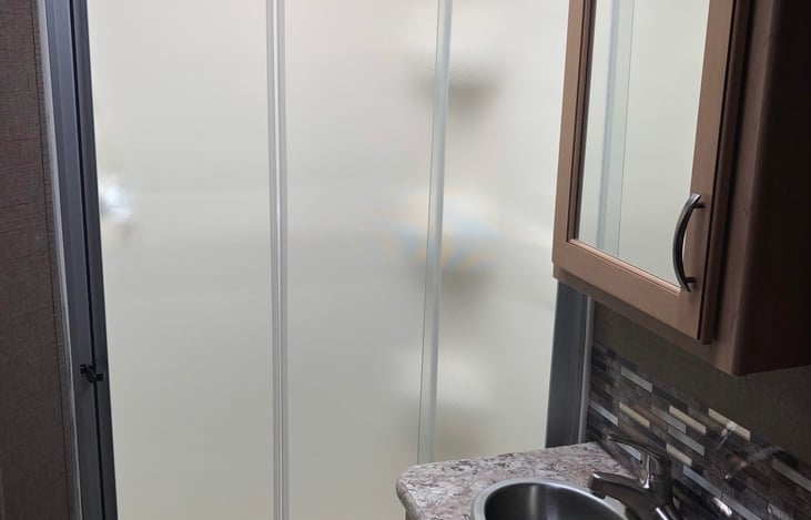 Shower with sliding doors