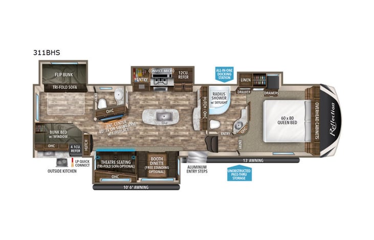 Representative floor plan provided by a trusted RVshare partner.