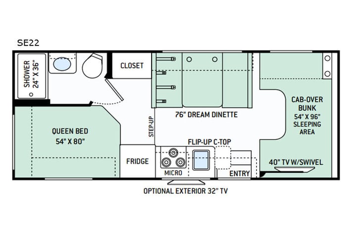 Representative floor plan provided by a trusted RVshare partner.