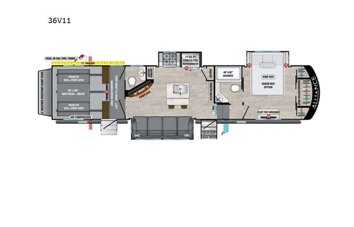 Representative floor plan provided by a trusted RVshare partner.