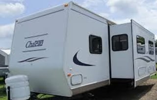 33-foot Chateau Travel Trailer w/real Queen bed. Home away from home delivered to you! Clean & safe!