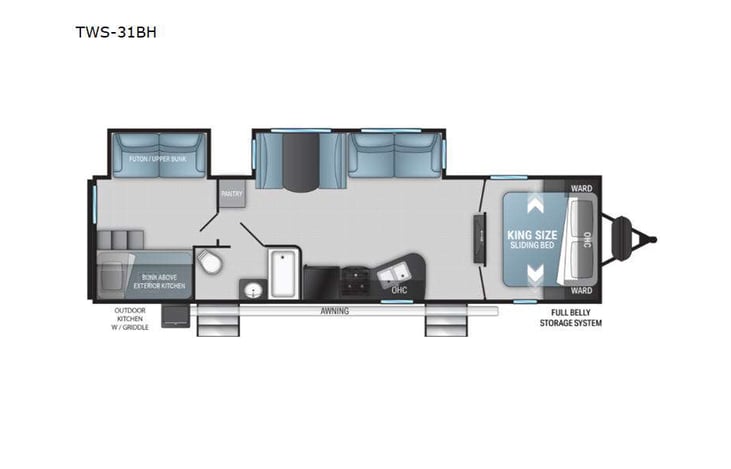 Representative floor plan provided by a trusted RVshare partner.