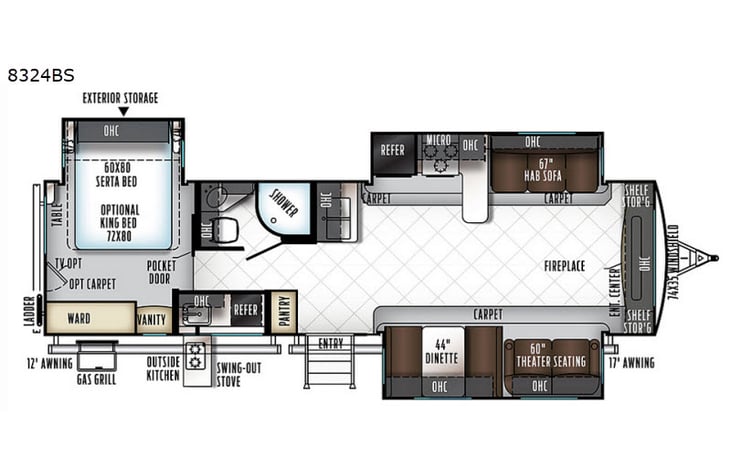 Representative floor plan provided by a trusted RVshare partner.