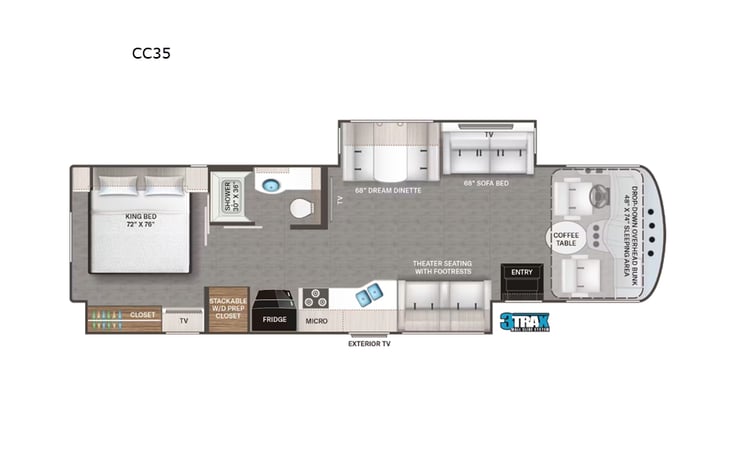 Representative floor plan provided by a trusted RVshare partner.