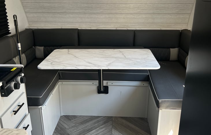U shaped dinette, seats up to 5.