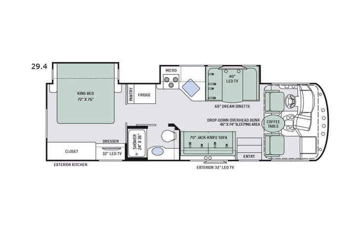 Representative floor plan provided by a trusted RVshare partner.