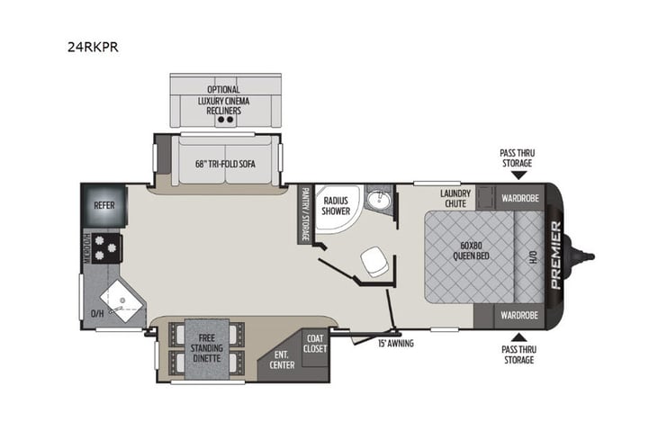 Representative floor plan provided by a trusted RVshare partner.