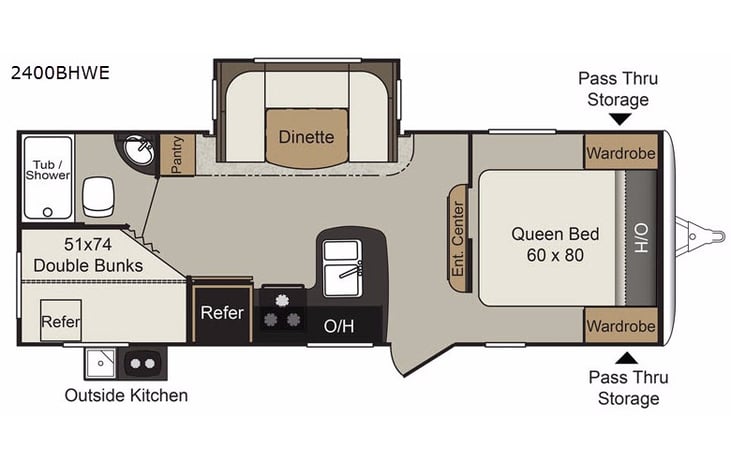 Representative floor plan provided by a trusted RVshare partner.