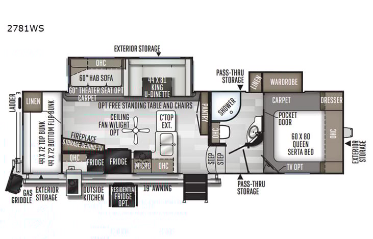 Representative floor plan provided by a trusted RVshare partner.