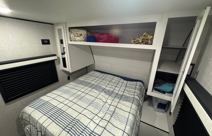 Main sleeping area - Queen sized bed with foam topper